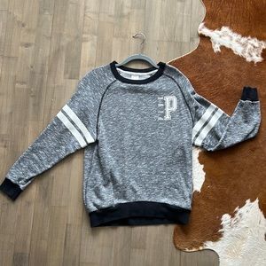 Victorias Secret PINK sweatshirt. Gray with black and white accents